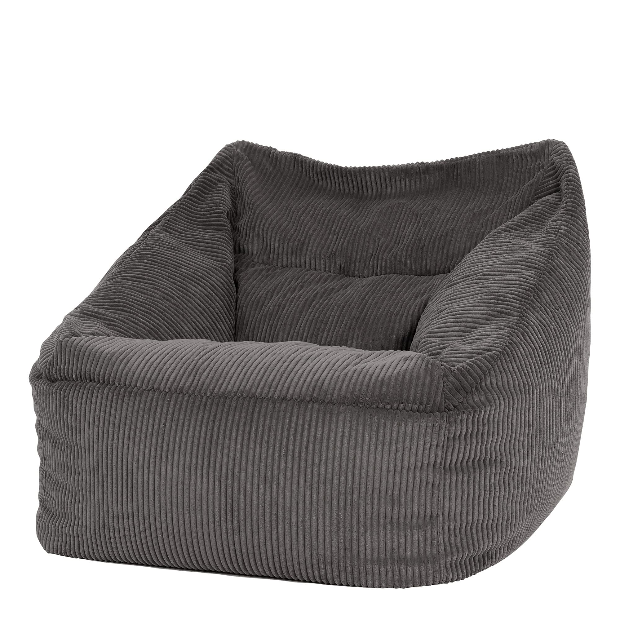 Icon Natalia Sitzsack Sessel mit Hocker für Erwachsene, Beige, Flauschiger Cord Stoff, Riesen Sitzsack Cord mit Füllung, Bean Bag Chair, Bequemer Sessel Wohnzimmer, Lounge, Schlafzimmer, Büro