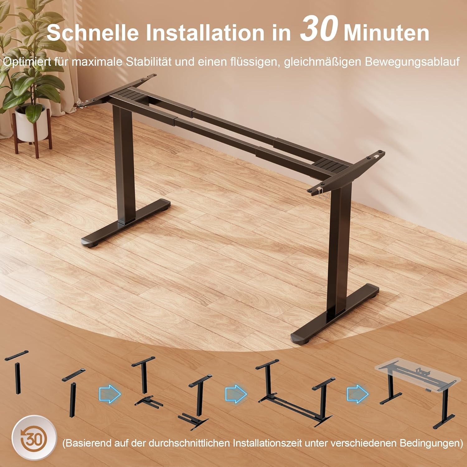 Homall Höhenverstellbarer Schreibtisch Elektrisch Gestell mit 2 Motoren, Elektrisch Schreibtisch bis 100KG, 2-Fach-Teleskop, Tischgestell mit Memory-Steuerung, Kollisionschutz Funktion, Schwarz