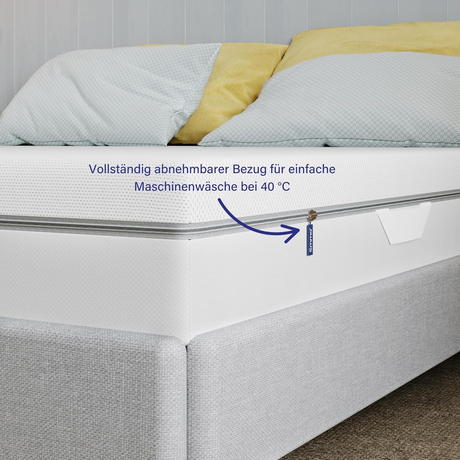 Emma One Matratze, Kaltschaummatratze, 90x200 cm, H2 Härtegrad Mittelhart, 18 cm Höhe, 3-Zonen-Stützung, Atmungsaktiver & Waschbarer Bezug