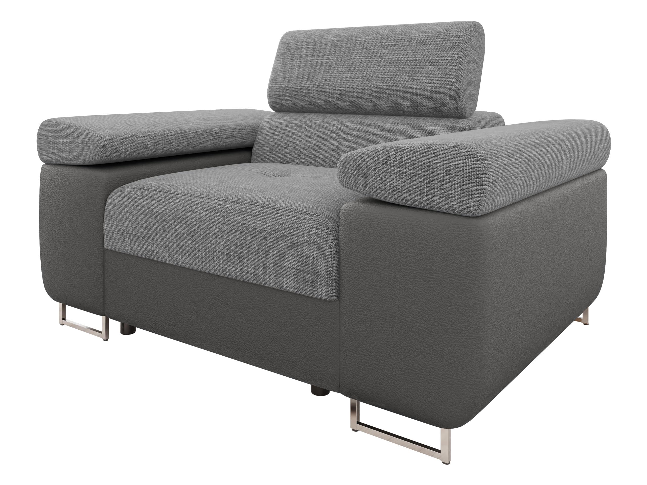 Mirjan24 Sofa Torezio I mit Einstellbare Kopfstützen, Einzelsofa, Polstersofa, Füße aus Metall Chrom, Sofagarnitur, Wohnlandschaft, Couchgarnitur (Manila 18)