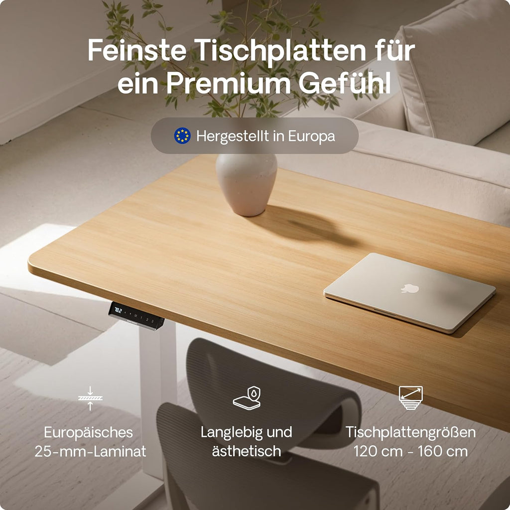 Desktronic Homeone Höhenverstellbarer Schreibtisch 160 × 80 cm – Elektrischer Schreibtisch Mit Zwei Elektrischen Motoren, Touchscreen-Steuerung Und Integrierten USB-a- Und USB-c-ladeanschlüssen