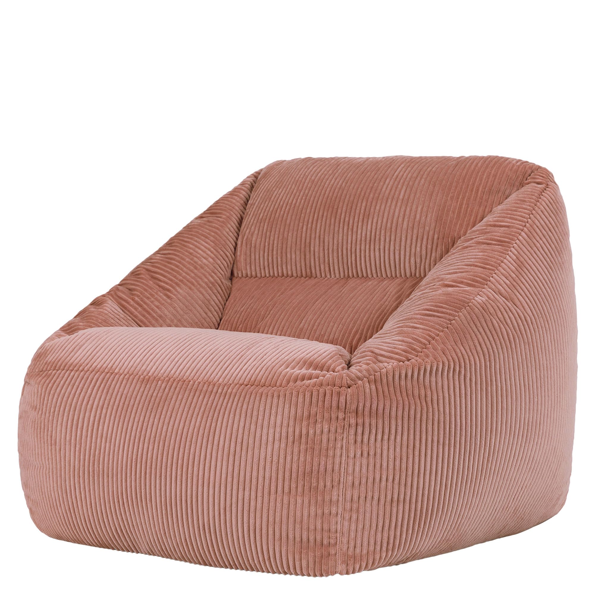 Icon Natalia Sitzsack Sessel mit Hocker für Erwachsene, Beige, Flauschiger Cord Stoff, Riesen Sitzsack Cord mit Füllung, Bean Bag Chair, Bequemer Sessel Wohnzimmer, Lounge, Schlafzimmer, Büro
