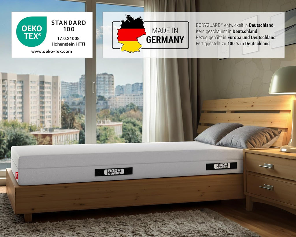 Bodyguard bett1 Anti-Kartell-Matratze 160x190. Deutschlands meistgekaufte Matratze (2in1 Liegehärten Mittelfest & Fester, Bezug 60°C waschbar, Oeko-TEX 100, Ergonomiemodule, QXSchaum)