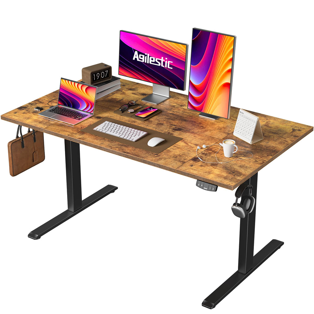 Agilestic Höhenverstellbarer Schreibtisch 120 x 60 cm, Stabiler Schreibtisch Höhenverstellbar Elektrisch mit Memory-Handsteuerung, Ergonomischer Steh-Sitz Tisch Computertisch, Weiß