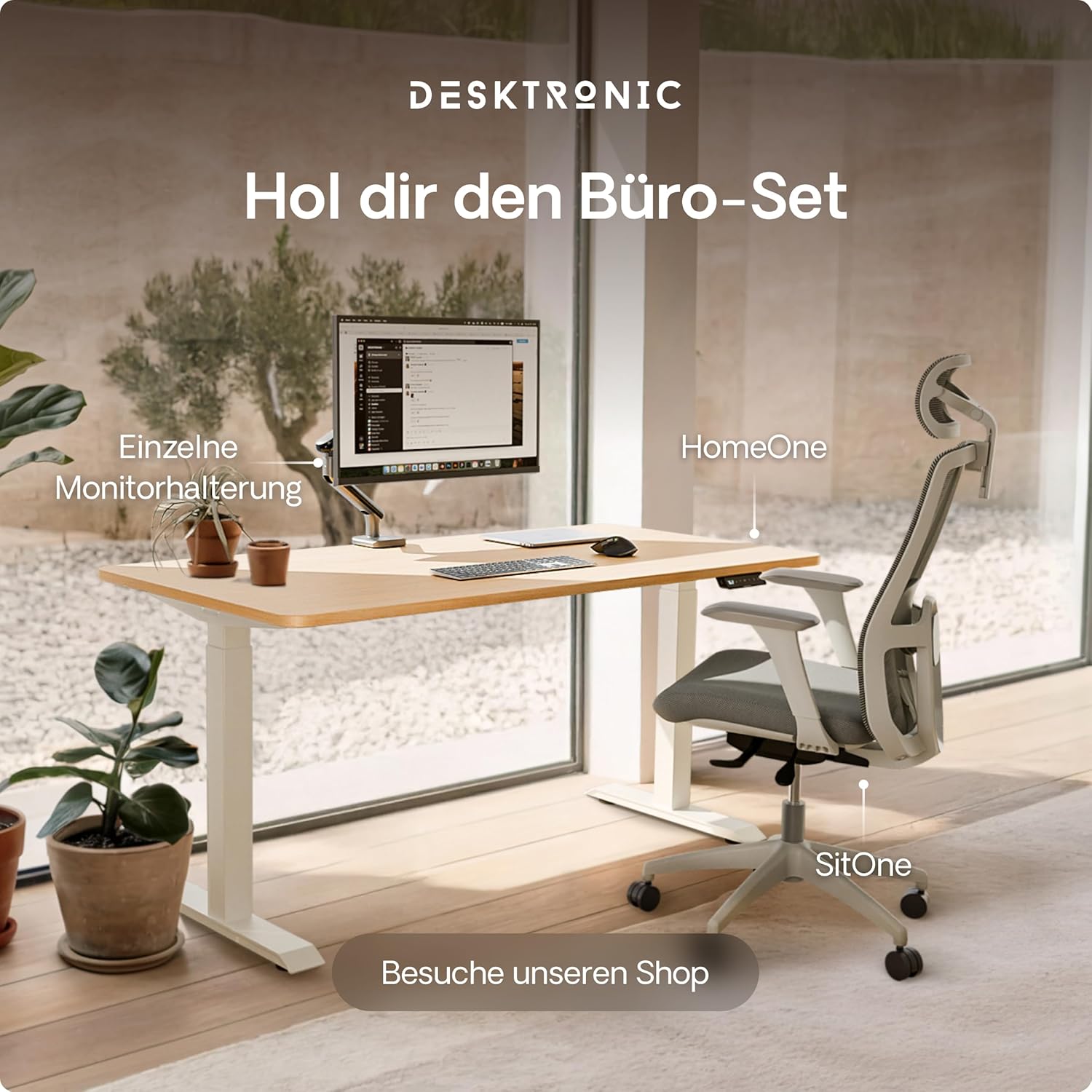 Desktronic Homeone Höhenverstellbarer Schreibtisch 160 × 80 cm – Elektrischer Schreibtisch Mit Zwei Elektrischen Motoren, Touchscreen-Steuerung Und Integrierten USB-a- Und USB-c-ladeanschlüssen