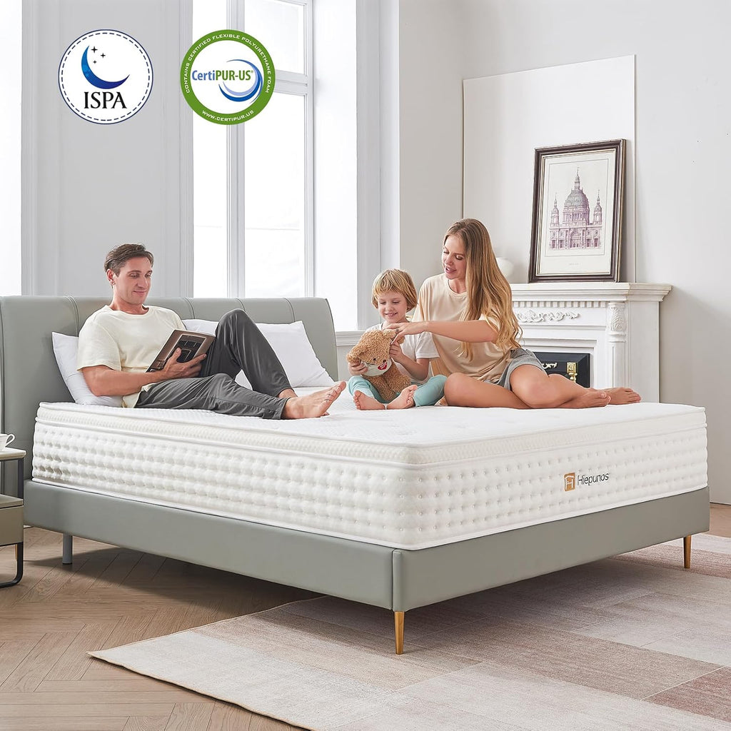 Matratze 140x200 cm 26cm Höhe 7-Zonen Federkernmatratze Orthopädische Taschenfederkernmatratze mit Comfort Memory-Schaum Schicht, Härtegrad H3, Rückenentlastende,100 Nächte Probeschlafen