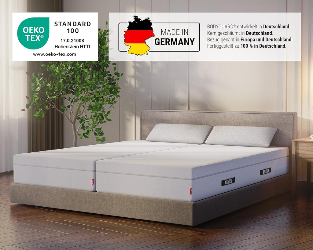 Bodyguard bett1 Boxspring Matratze 140x200 mit ca. 28 cm Matratzen-Höhe! (100% Vollschaum, 2in1 Liegehärten Mittelfest & Fester, Oeko-TEX 100, QXSchaum)