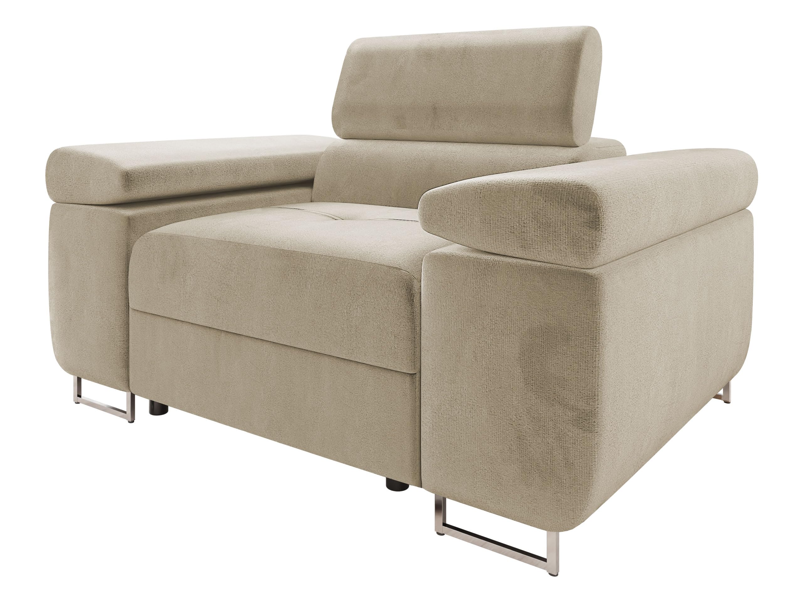 Mirjan24 Sofa Torezio I mit Einstellbare Kopfstützen, Einzelsofa, Polstersofa, Füße aus Metall Chrom, Sofagarnitur, Wohnlandschaft, Couchgarnitur (Manila 18)