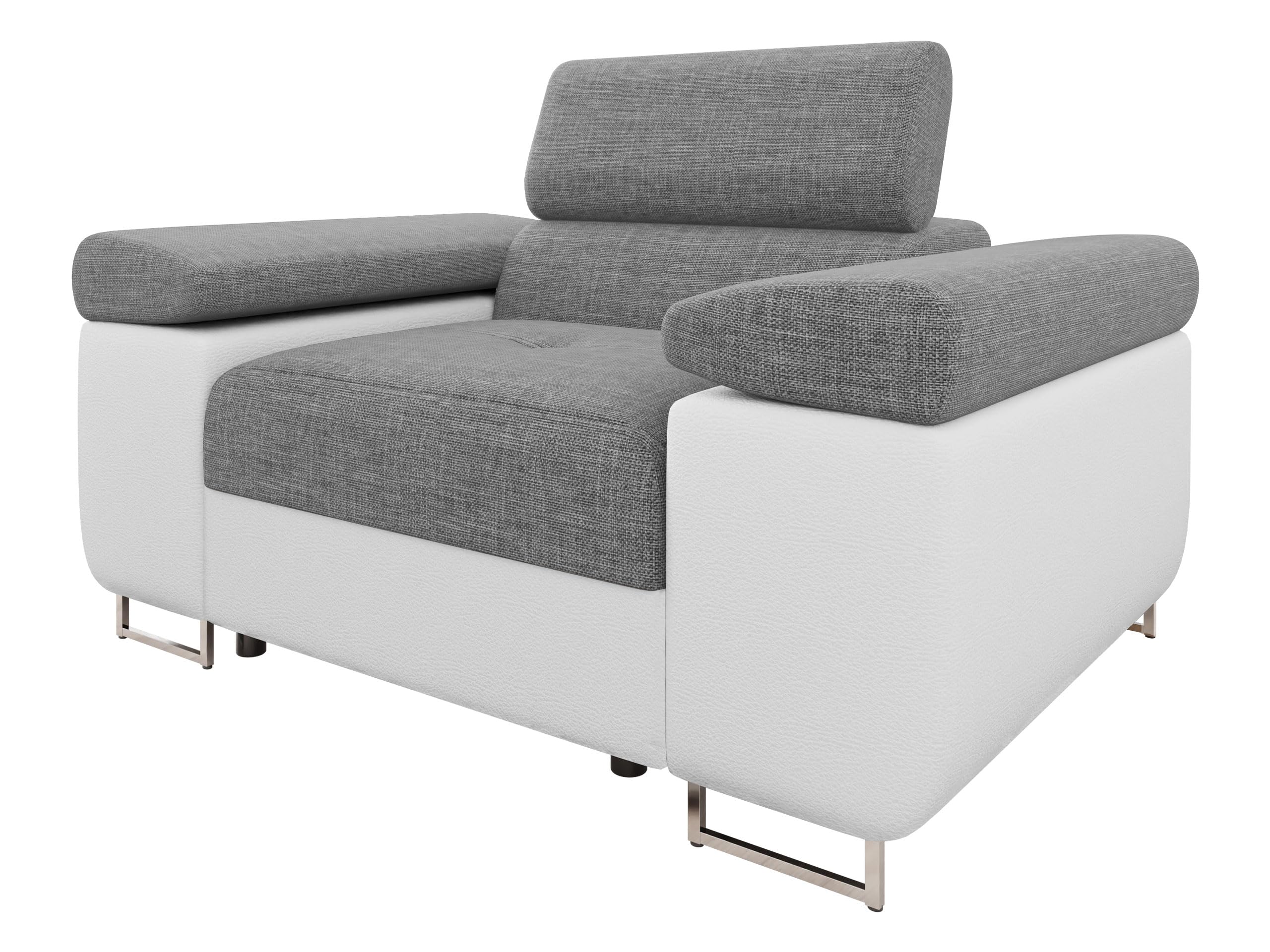Mirjan24 Sofa Torezio I mit Einstellbare Kopfstützen, Einzelsofa, Polstersofa, Füße aus Metall Chrom, Sofagarnitur, Wohnlandschaft, Couchgarnitur (Manila 18)