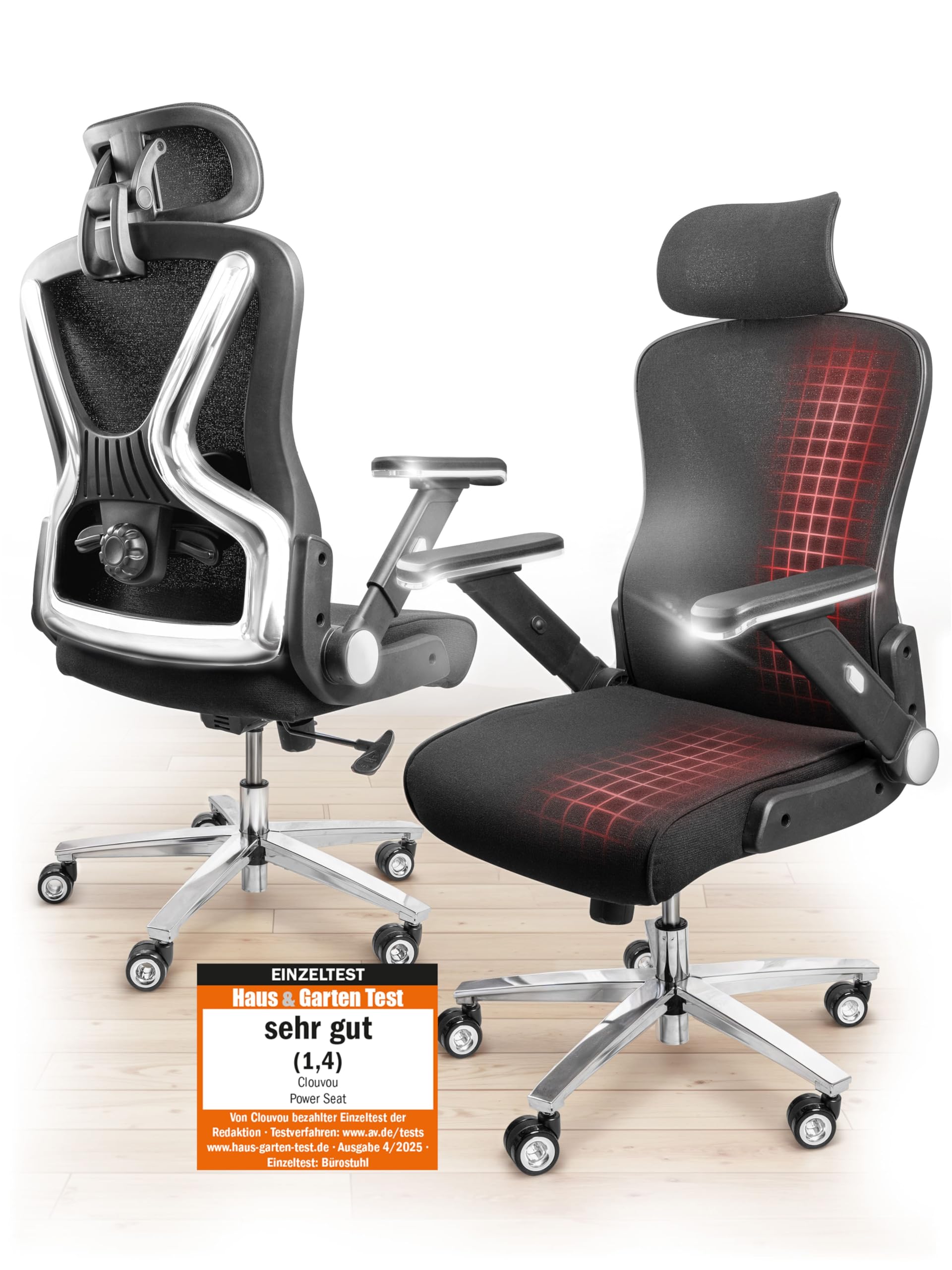 CLOUVOU CleverSeat Bürostuhl Ergonomisch [TESTSIEGER] Schreibtischstuhl 100% individuell einstellbar | Büro Stuhl & Gaming Stuhl | Computerstuhl Home Office Chair Ergonomic | Drehstuhl 150 kg