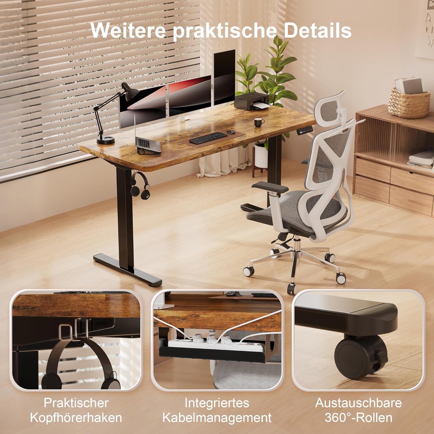 Homall Höhenverstellbarer Schreibtisch Elektrisch Gestell mit 2 Motoren, Elektrisch Schreibtisch bis 100KG, 2-Fach-Teleskop, Tischgestell mit Memory-Steuerung, Kollisionschutz Funktion, Schwarz