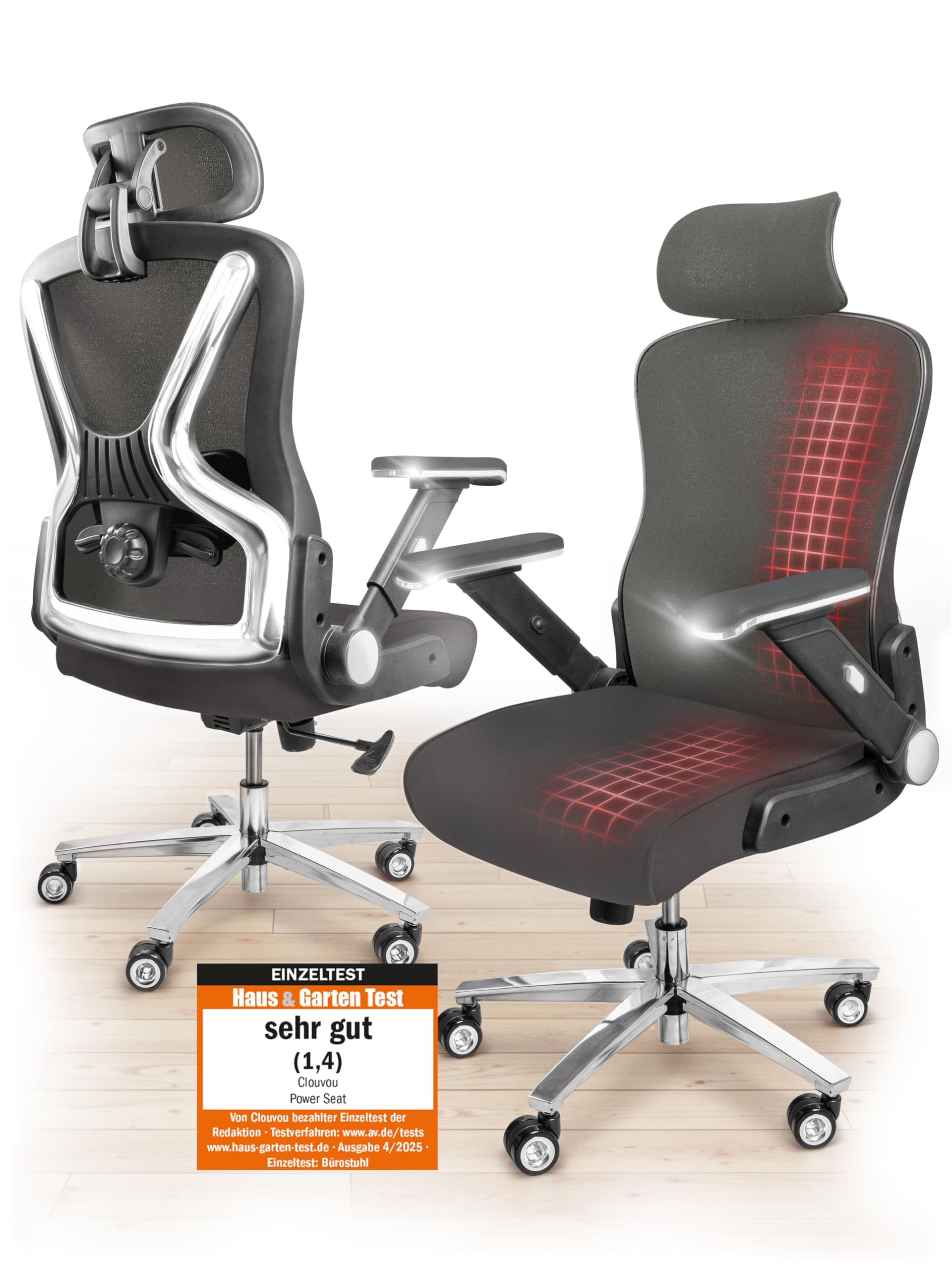 CLOUVOU CleverSeat Bürostuhl Ergonomisch [TESTSIEGER] Schreibtischstuhl 100% individuell einstellbar | Büro Stuhl & Gaming Stuhl | Computerstuhl Home Office Chair Ergonomic | Drehstuhl 150 kg
