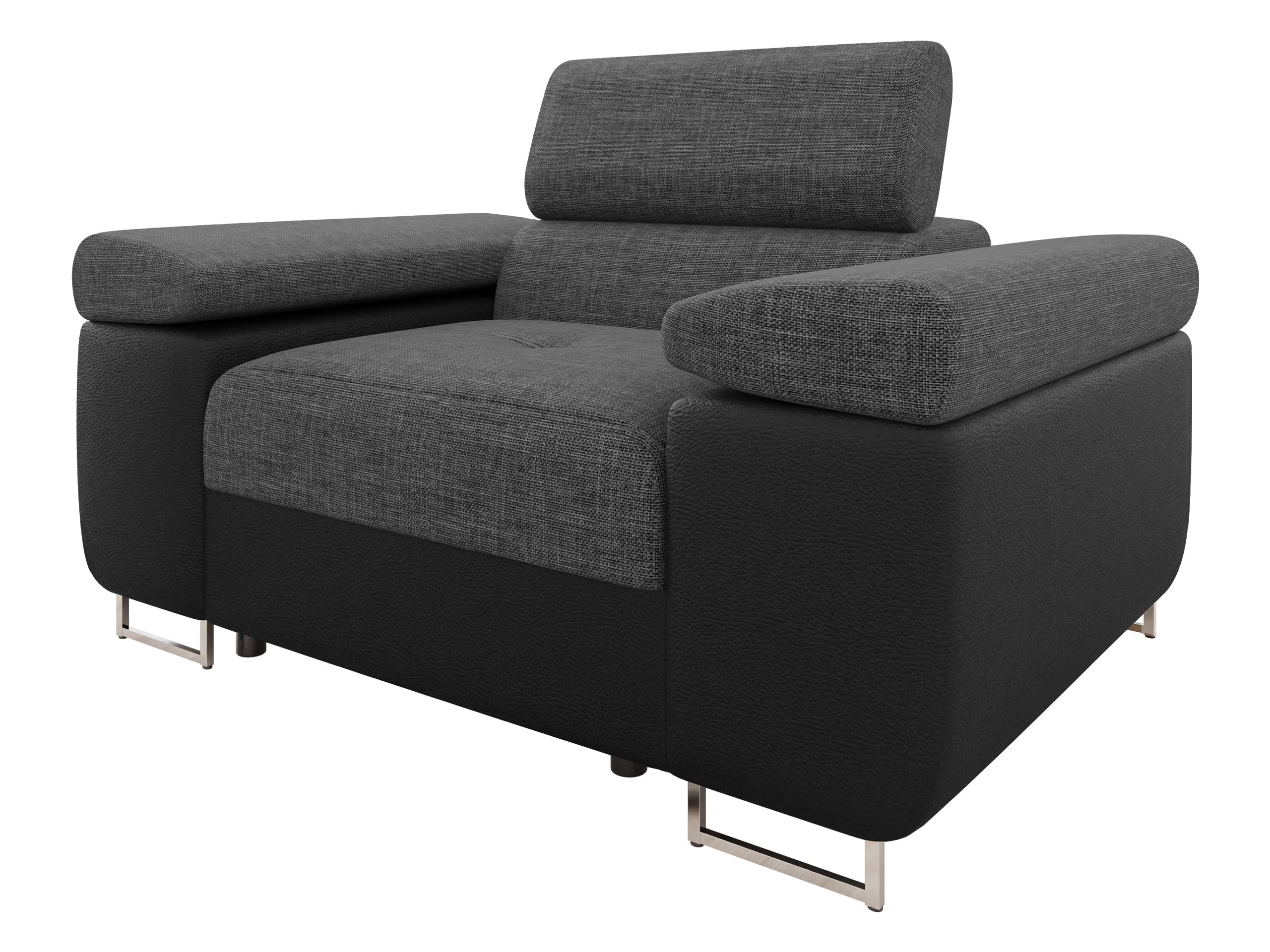 Mirjan24 Sofa Torezio I mit Einstellbare Kopfstützen, Einzelsofa, Polstersofa, Füße aus Metall Chrom, Sofagarnitur, Wohnlandschaft, Couchgarnitur (Manila 18)