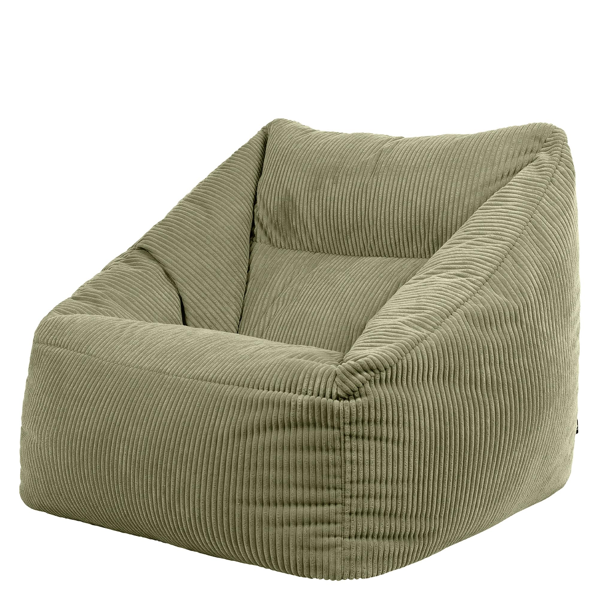 Icon Natalia Sitzsack Sessel mit Hocker für Erwachsene, Beige, Flauschiger Cord Stoff, Riesen Sitzsack Cord mit Füllung, Bean Bag Chair, Bequemer Sessel Wohnzimmer, Lounge, Schlafzimmer, Büro