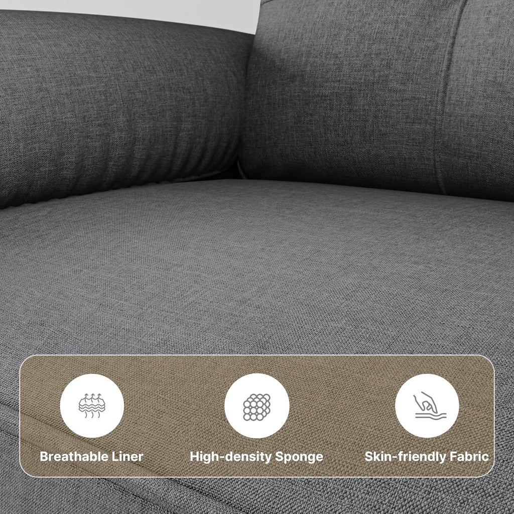 Xbro Sofa 2 Sitzer, Kleine Couch 2 Sitzer mit Armlehne und Seitentasche, Modernes Stoffcouch für Wohnzimmer,Wohnung,Büro,Einfache Montage, 144 x 77 x 77 cm, Dunkelgrau