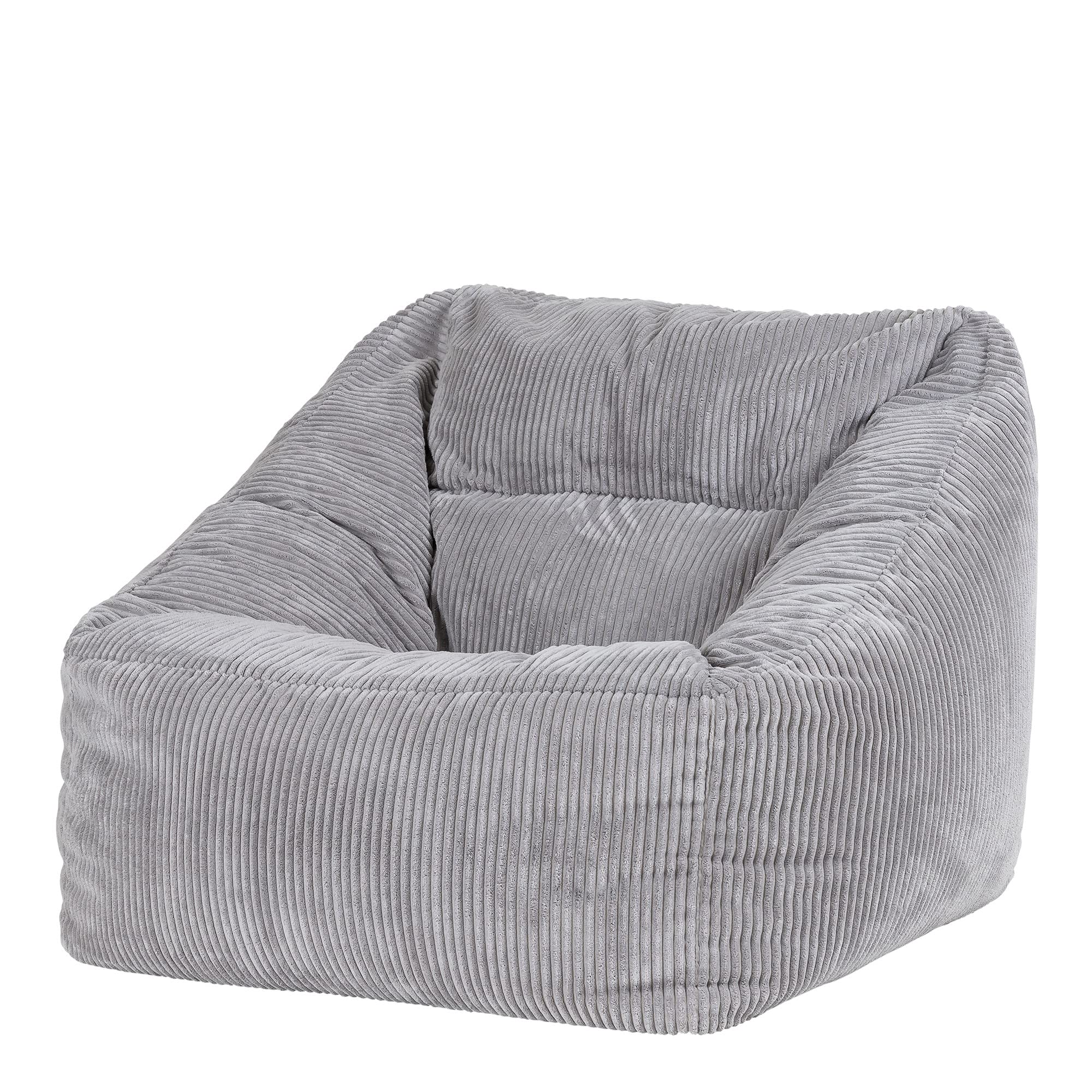 Icon Natalia Sitzsack Sessel mit Hocker für Erwachsene, Beige, Flauschiger Cord Stoff, Riesen Sitzsack Cord mit Füllung, Bean Bag Chair, Bequemer Sessel Wohnzimmer, Lounge, Schlafzimmer, Büro